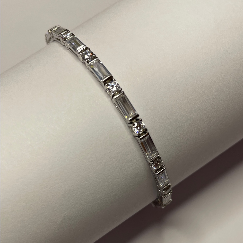 Elegant 7” Sterling Silver CZ  Bracelet